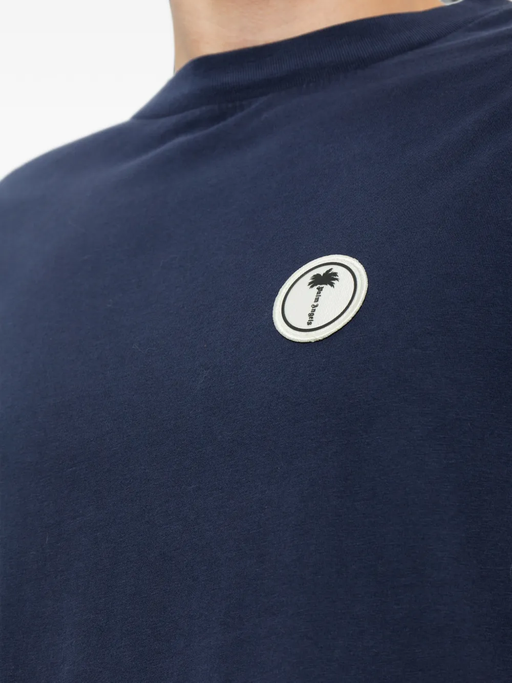 Palm Angels embroidered-logo T-shirt Blauw