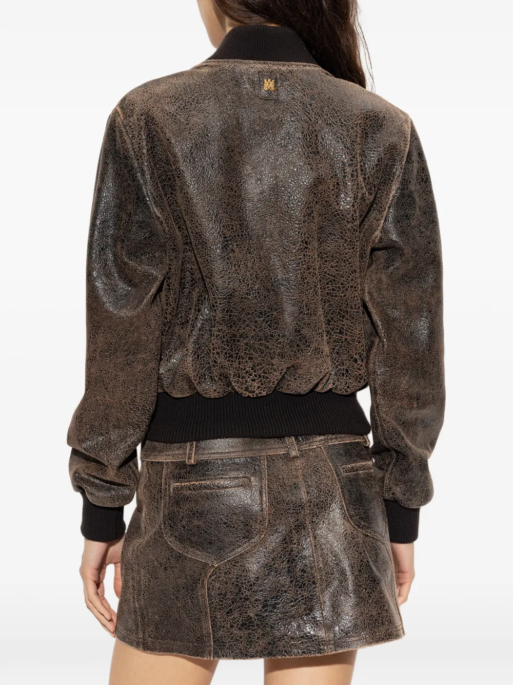 AMIRI Crackled leather bomber Bruin