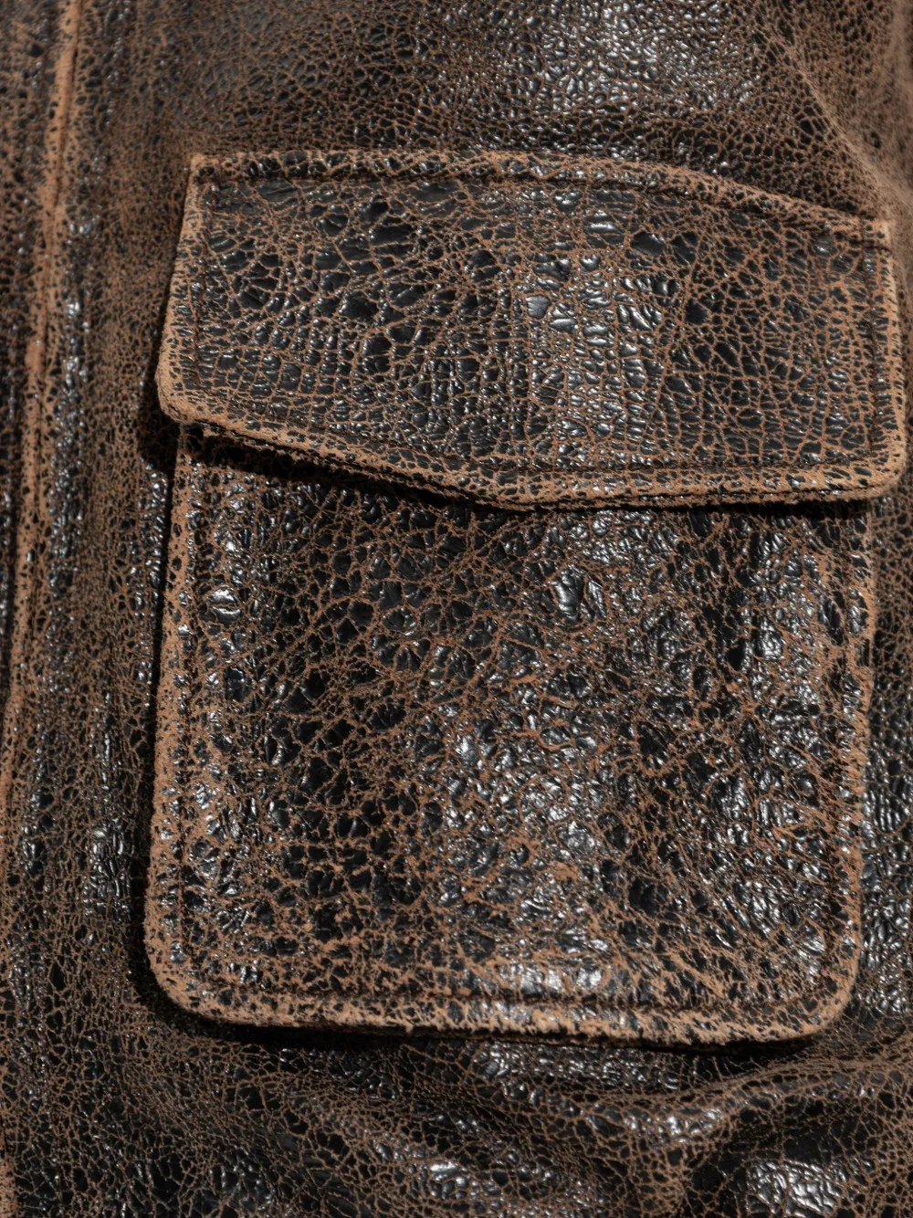 AMIRI Crackled leather bomber Bruin