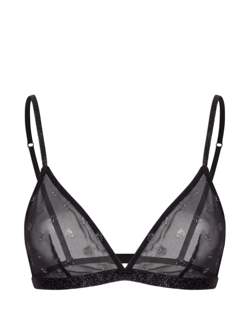 Emporio Armani Logo-appliqué Glitter-trim Bra In Black