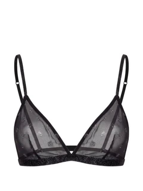 Emporio Armani logo-appliqué glitter-trim bra