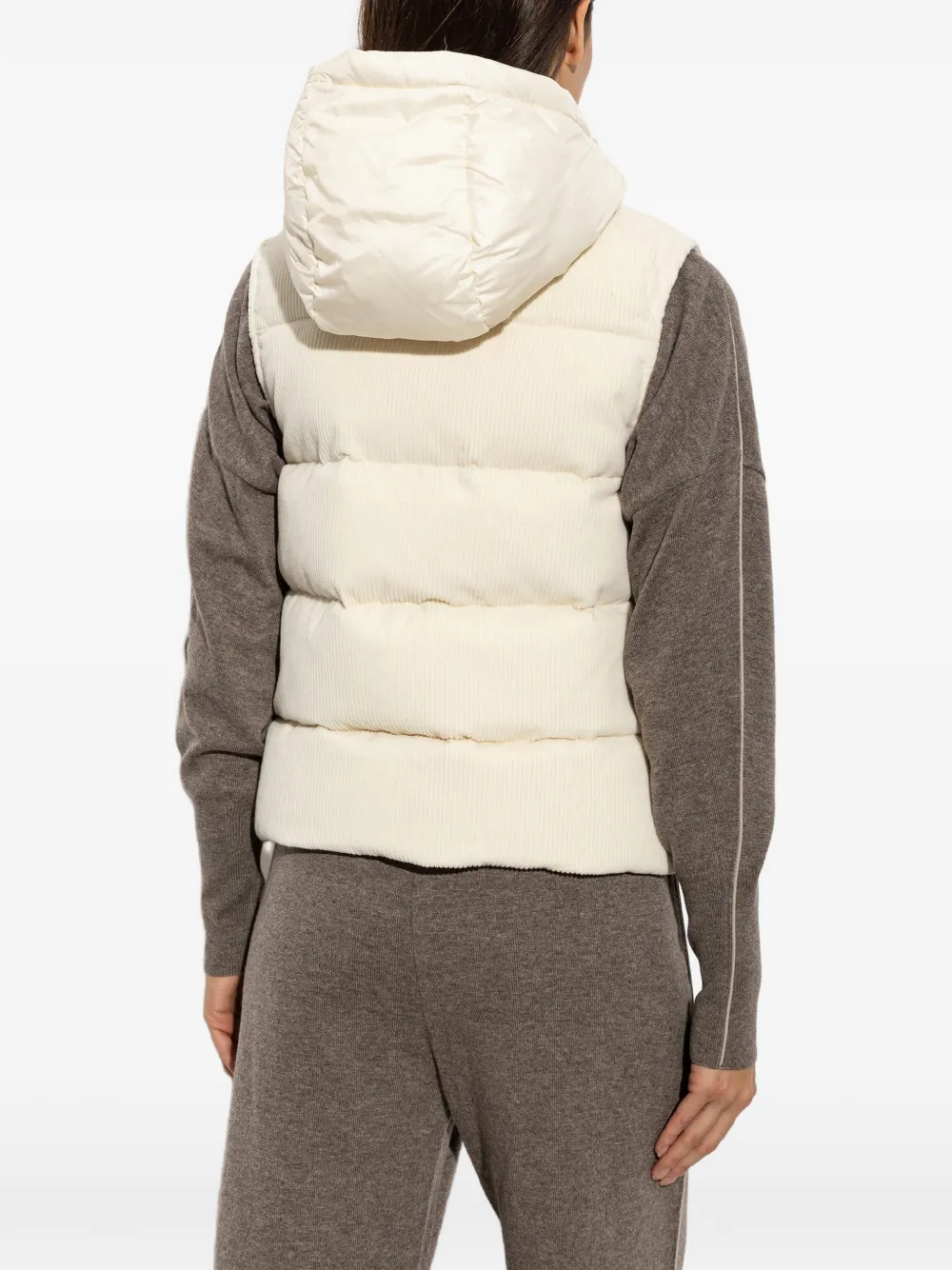 Paul & Shark corduroy-effect hooded gilet Beige