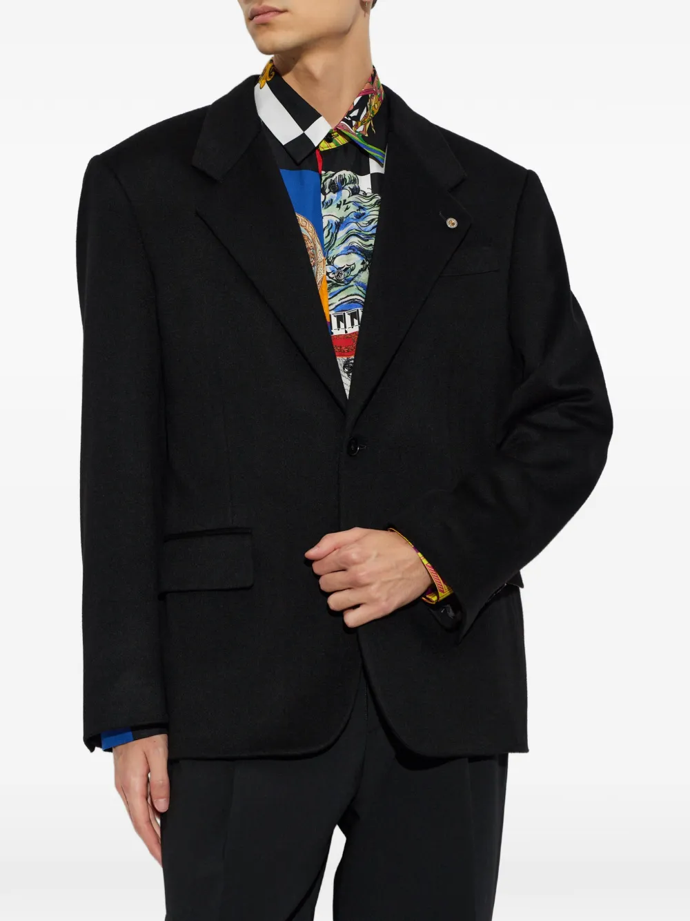 Versace Medusa-plaque single-breasted blazer Zwart