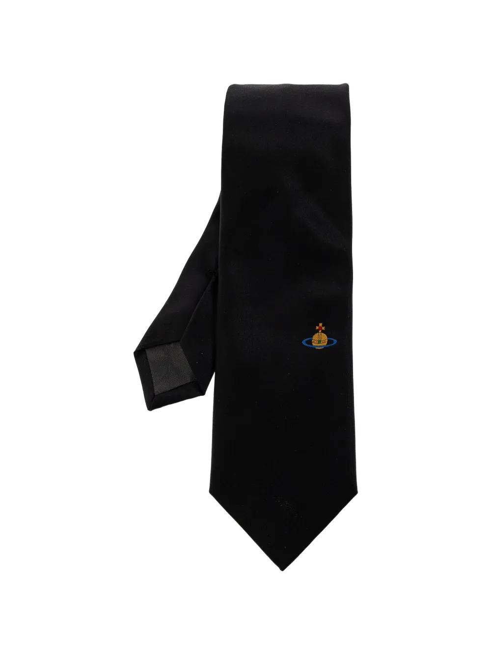 Vivienne Westwood Orb embroidered silk tie - Nero
