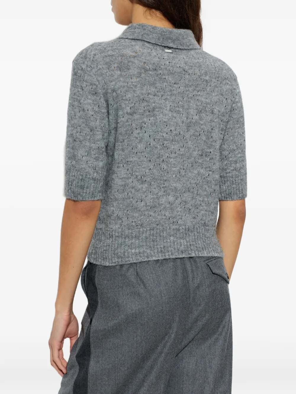 Paul & Shark perforated-knit polo top Grijs