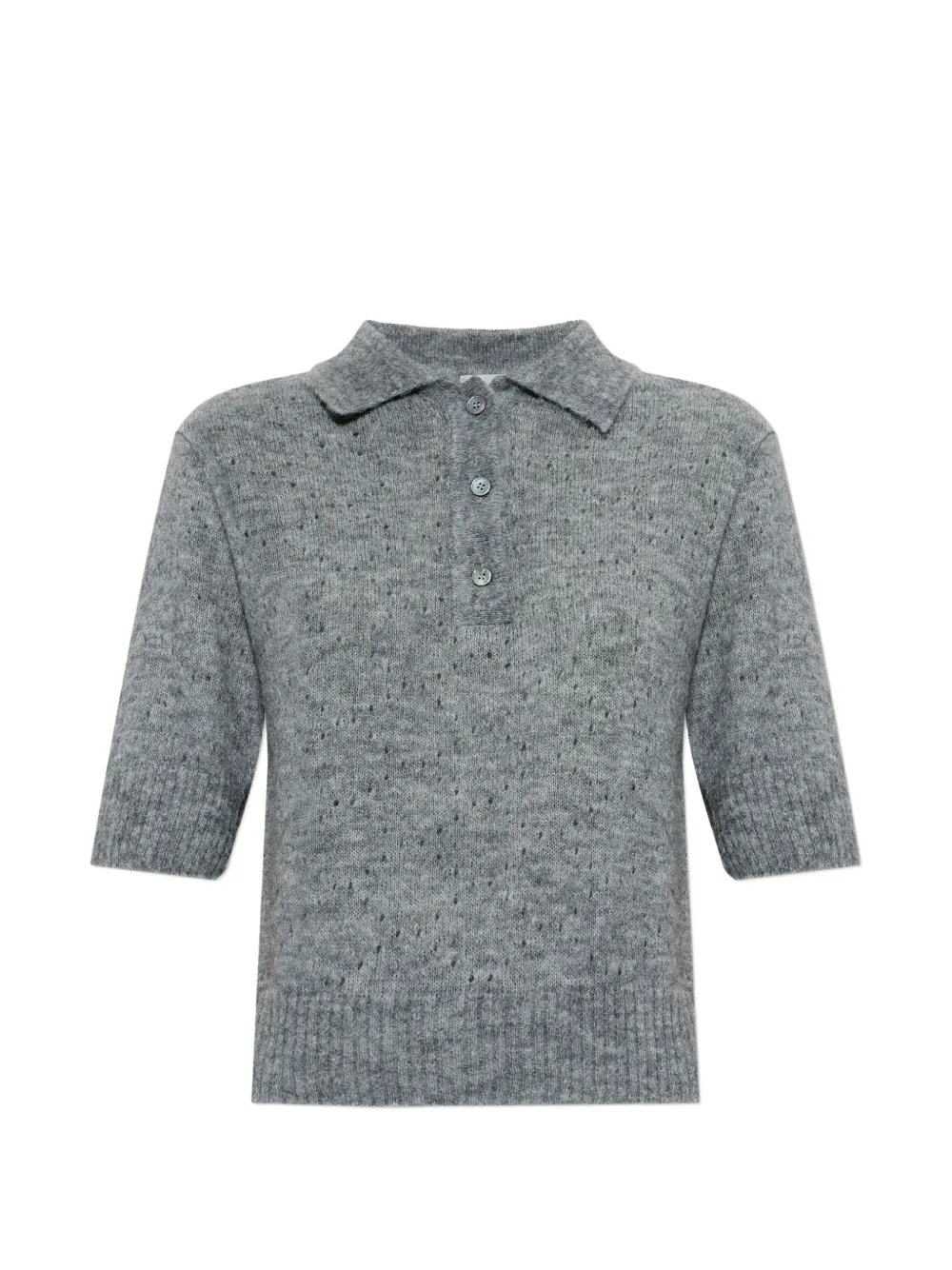 Paul & Shark Perforated-knit Polo Top In Gray