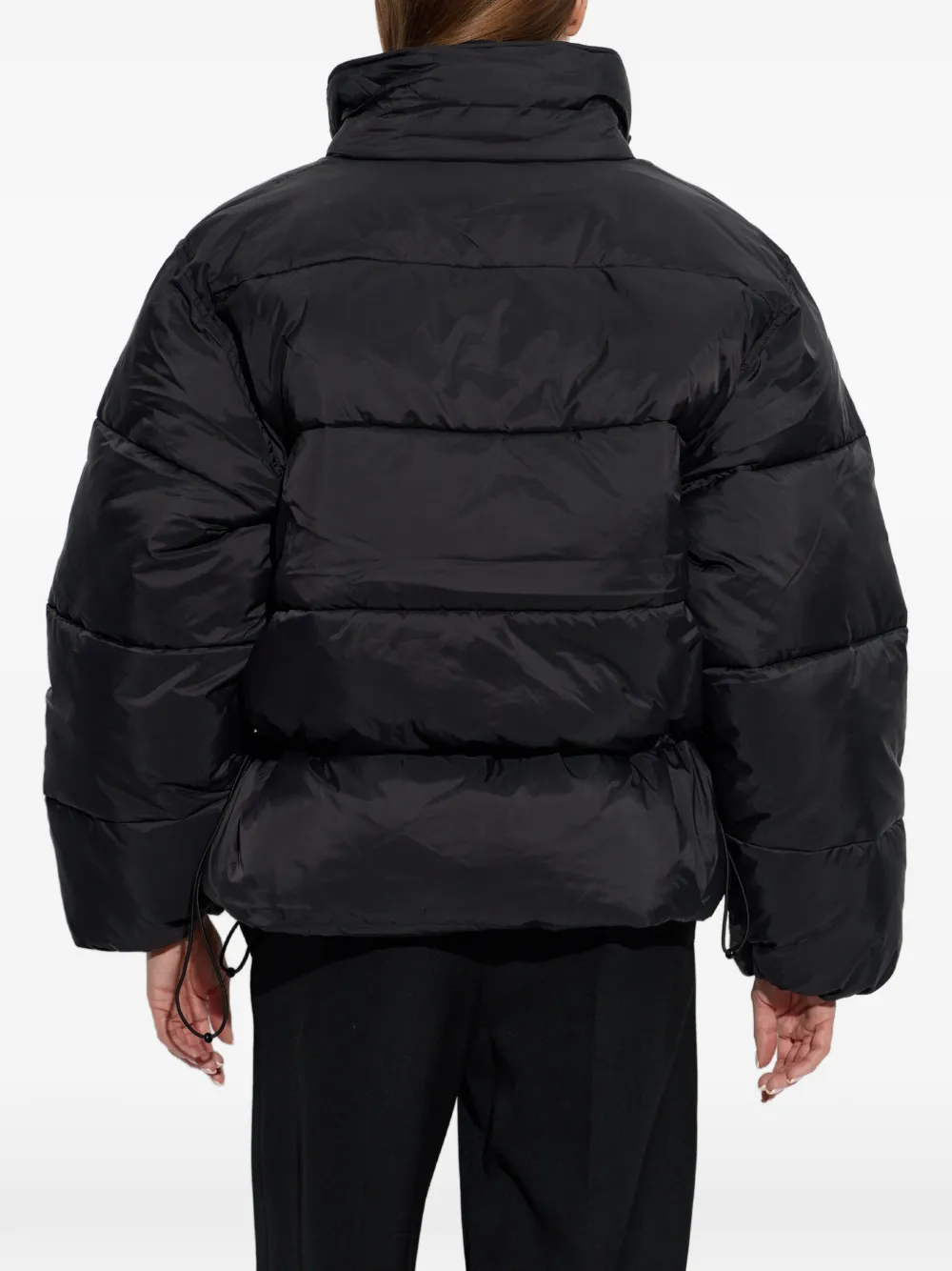 ROTATE BIRGER CHRISTENSEN Donsjack met peplum afwerking Zwart