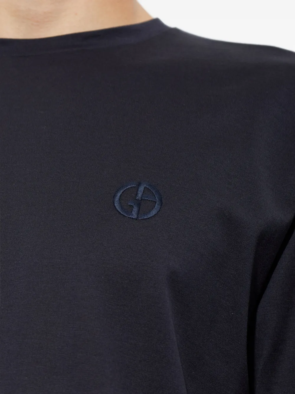 Giorgio Armani logo-embroidered T-shirt Blauw