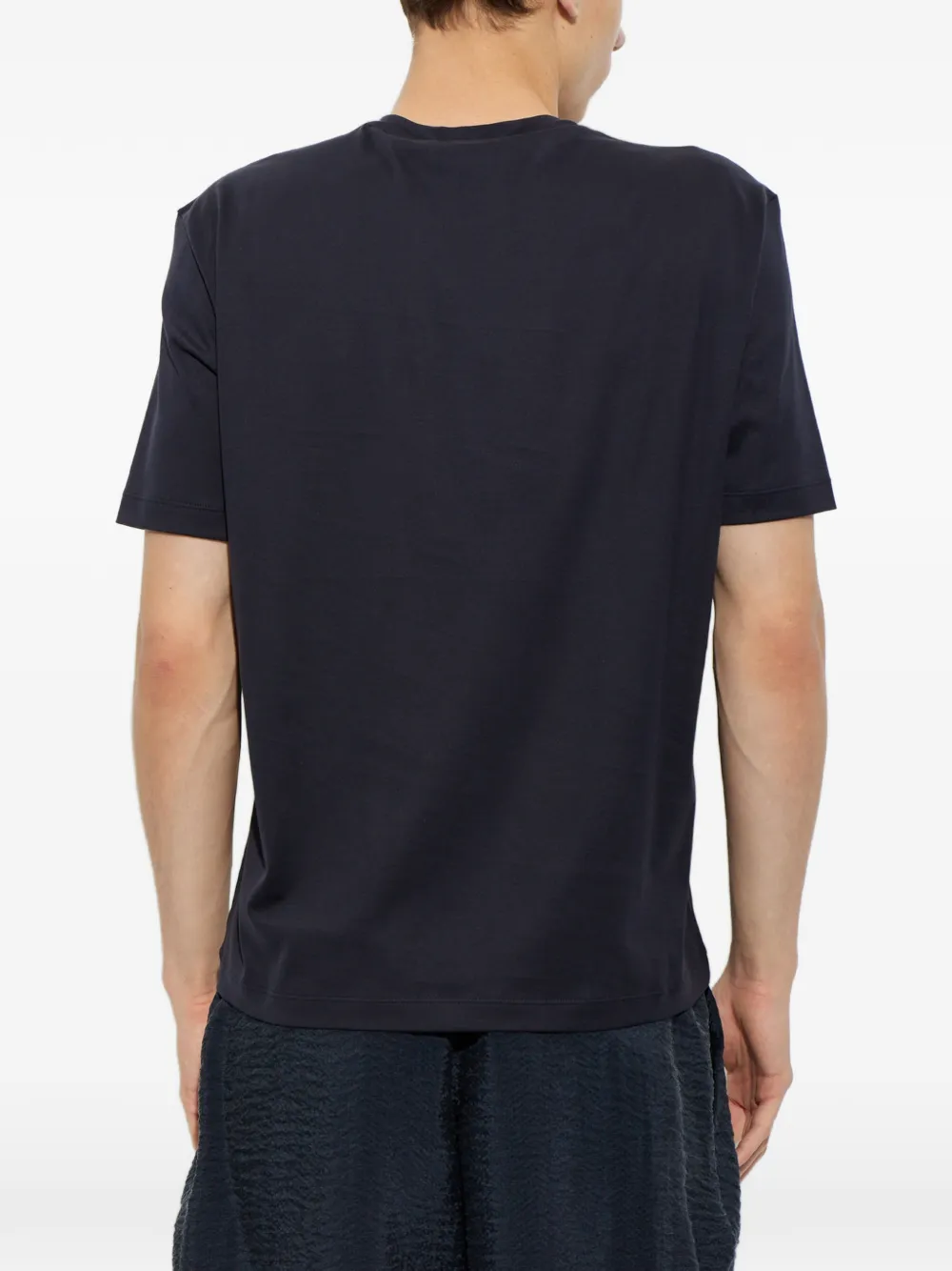 Giorgio Armani logo-embroidered T-shirt Blauw