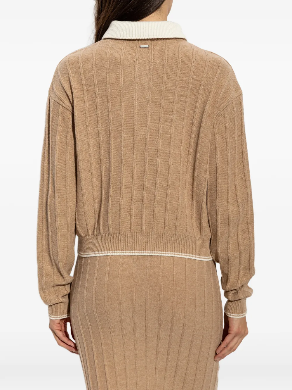 Paul & Shark ribbed-knit polo top Beige