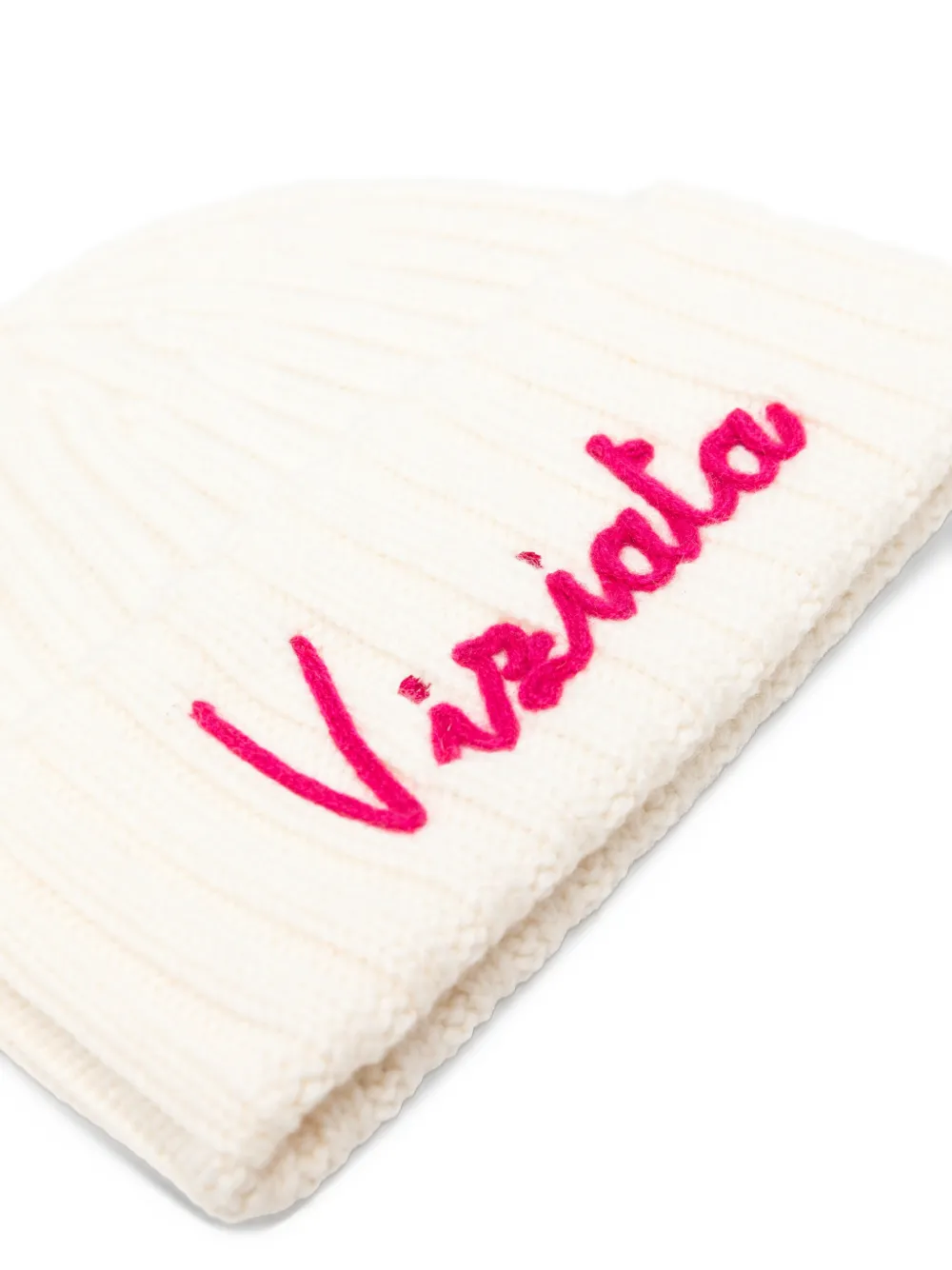 MC2 Saint Barth Kids Wengen embroidered ribbed-knit beanie hat Beige