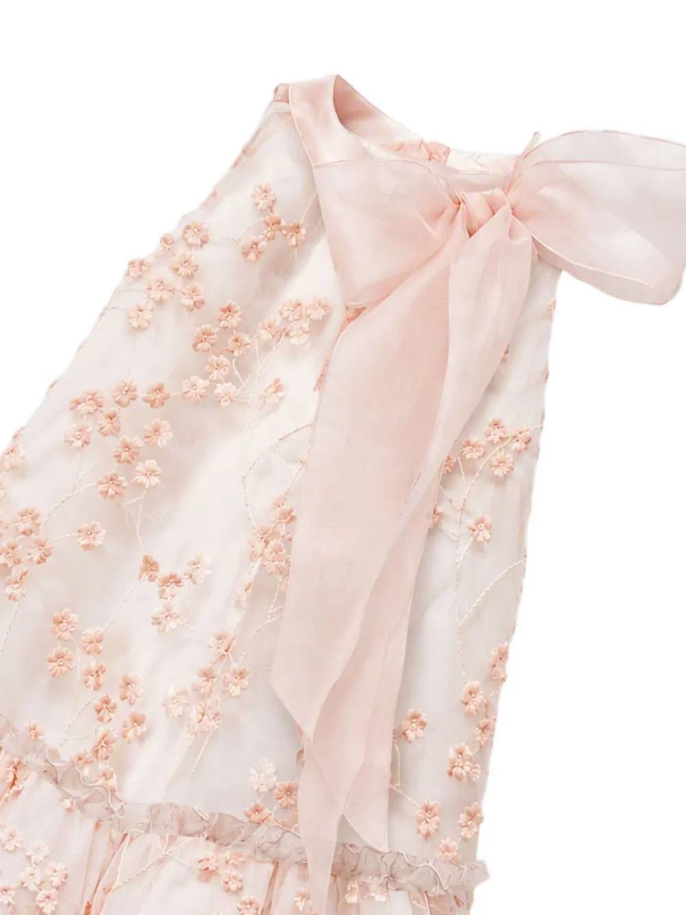 La Stupenderia bow-detail embroidered dress Roze