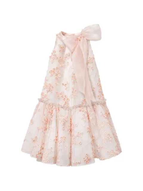 La Stupenderia bow-detail embroidered dress