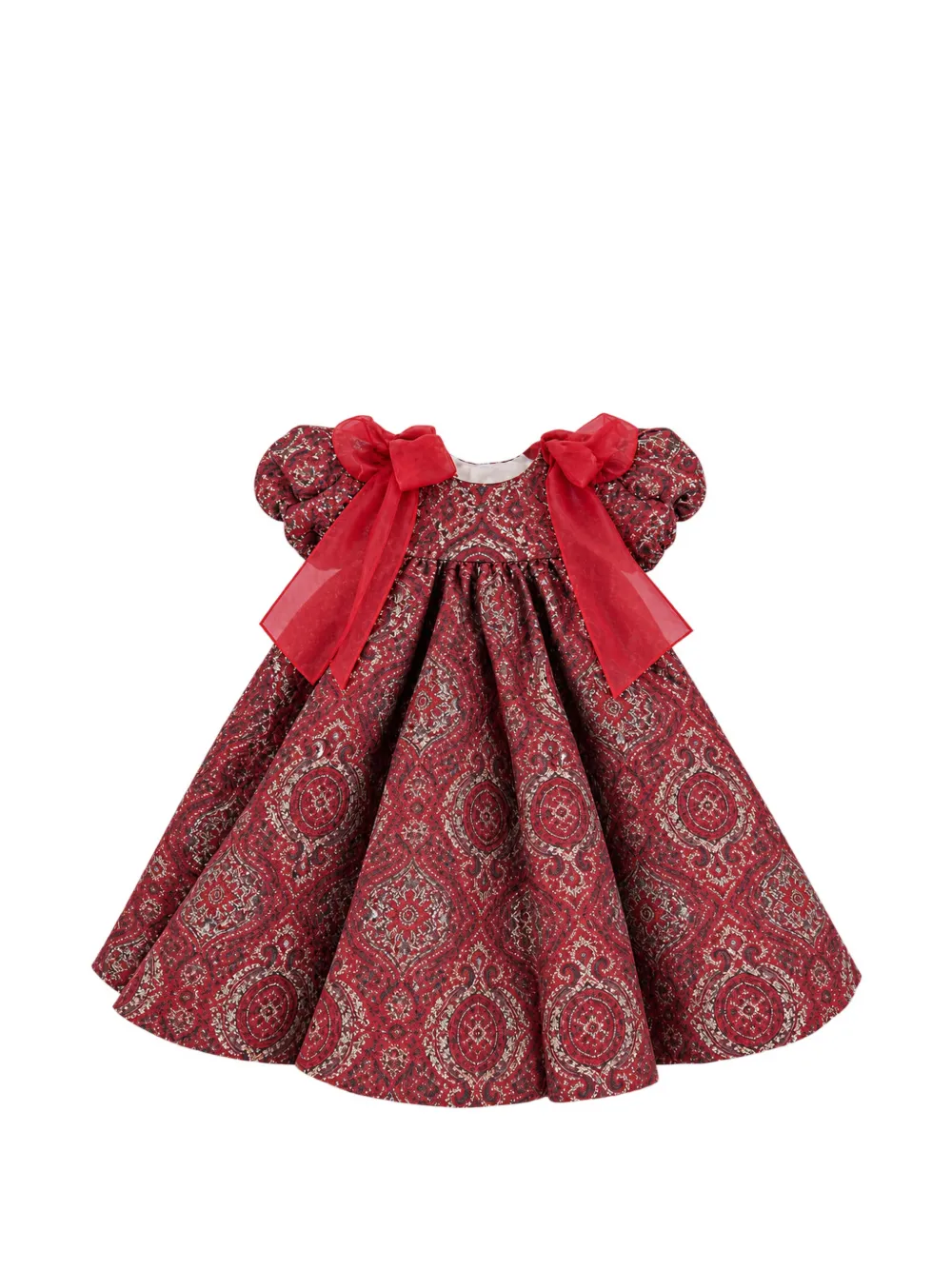 La Stupenderia bow-detail jacquard dress Rood