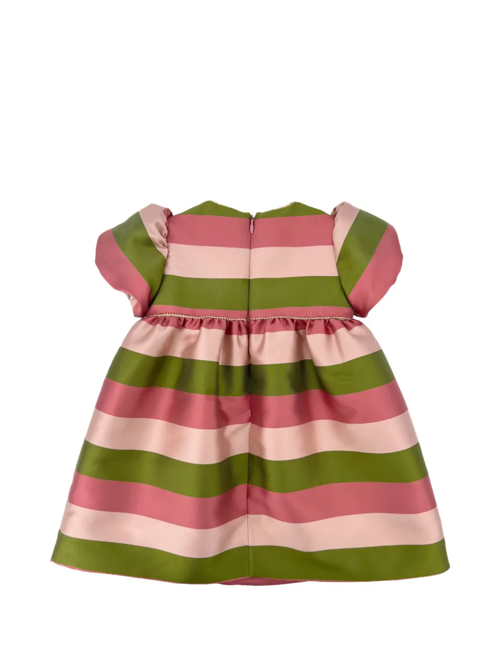 La Stupenderia bow-detail striped dress Groen