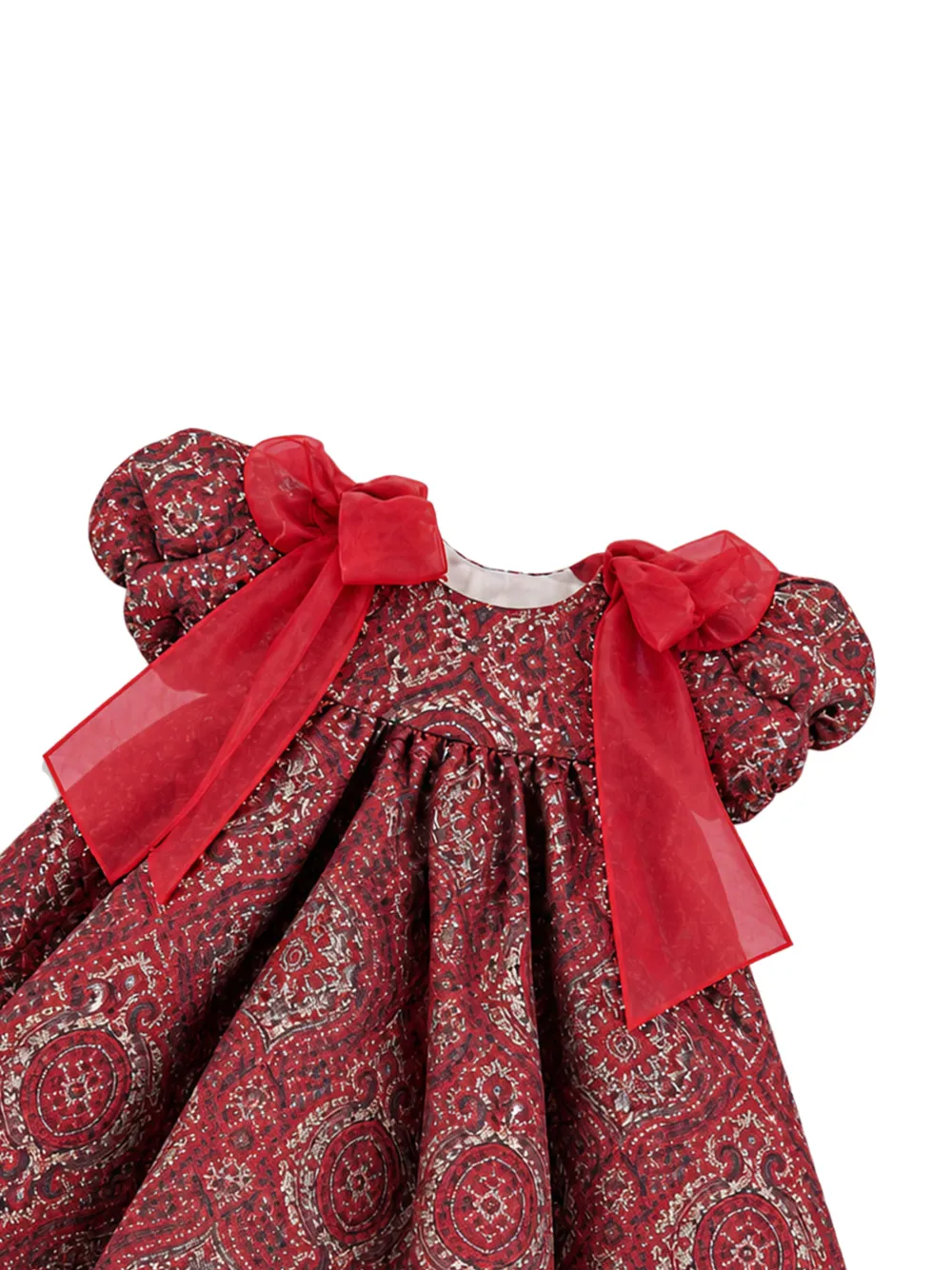 La Stupenderia jacquard bow-detail dress Rood