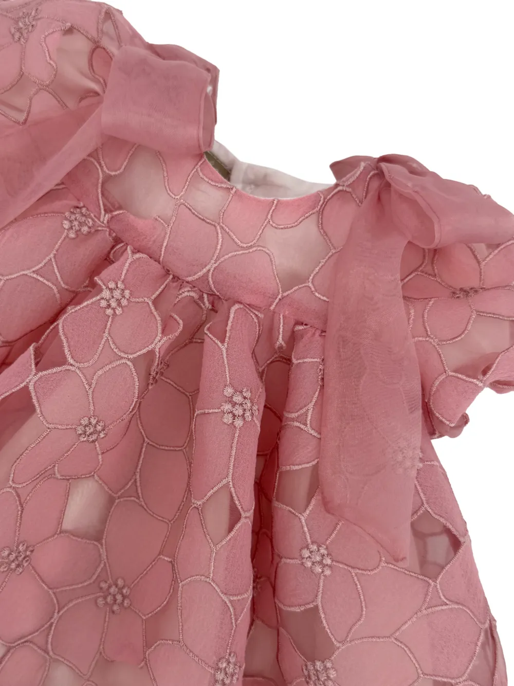La Stupenderia floral-embroidered bow-detail dress Roze