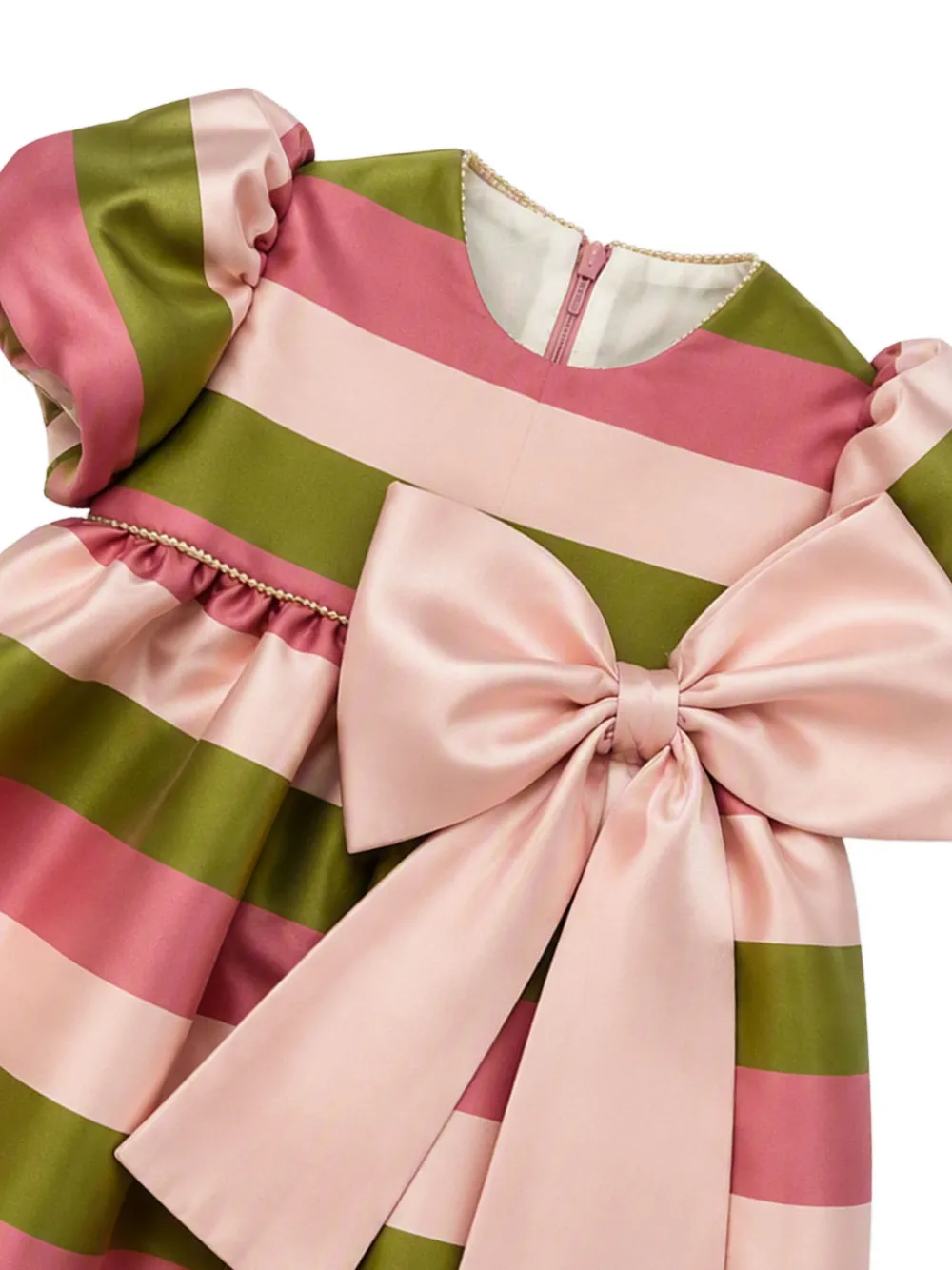 La Stupenderia striped bow-detail dress Groen