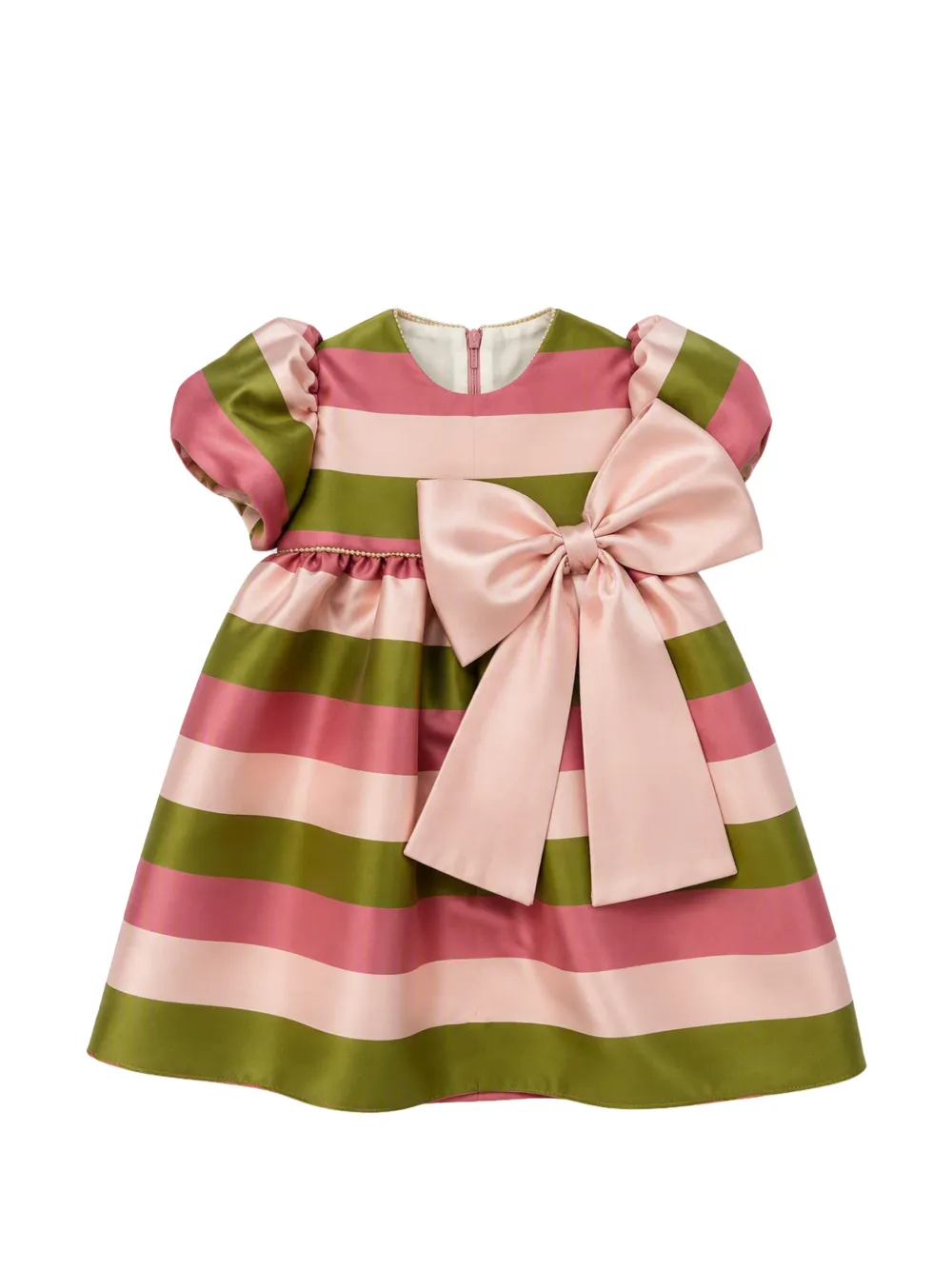La Stupenderia striped bow-detail dress Groen