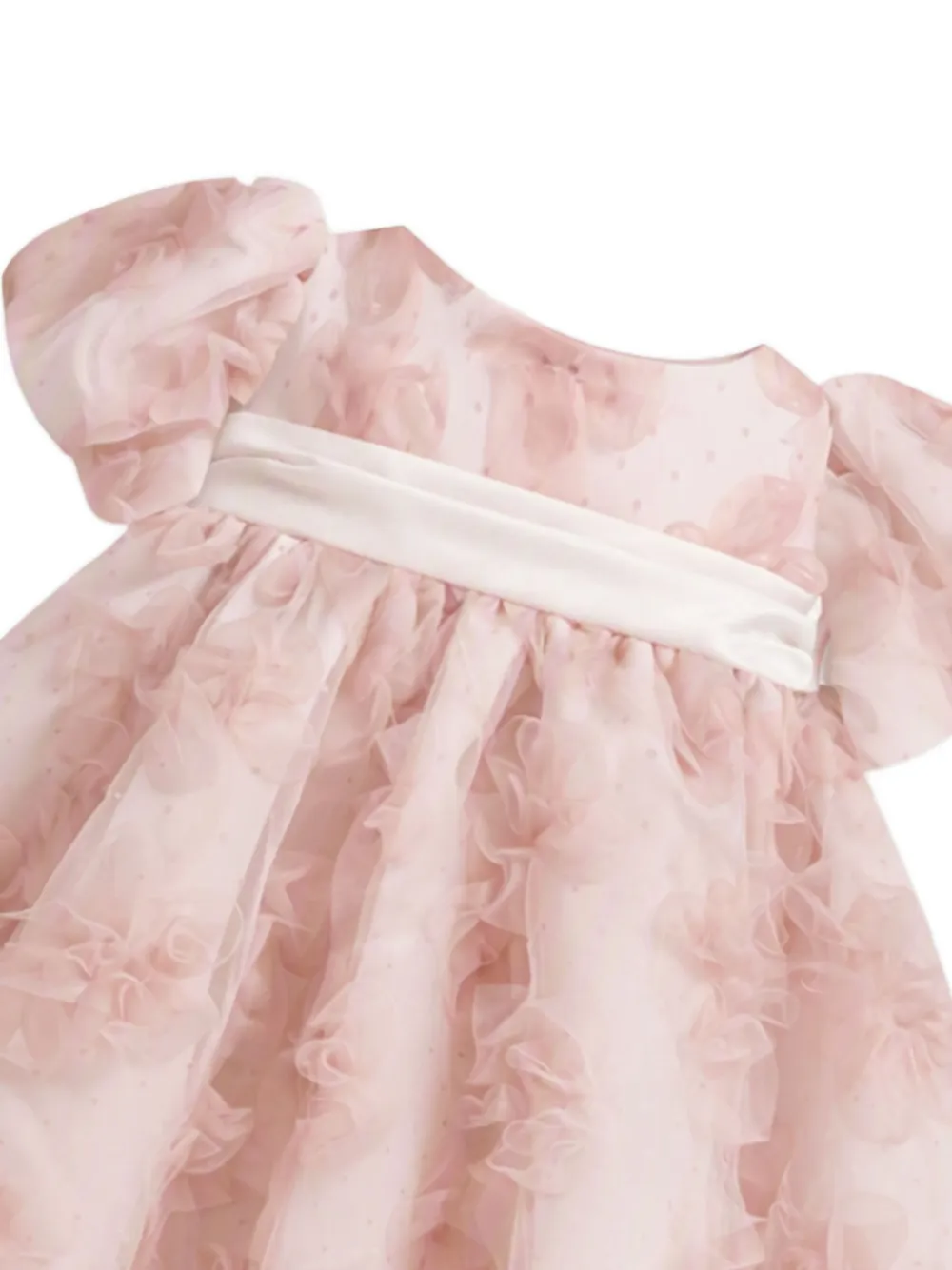 La Stupenderia floral-applique puff-sleeve dress Roze