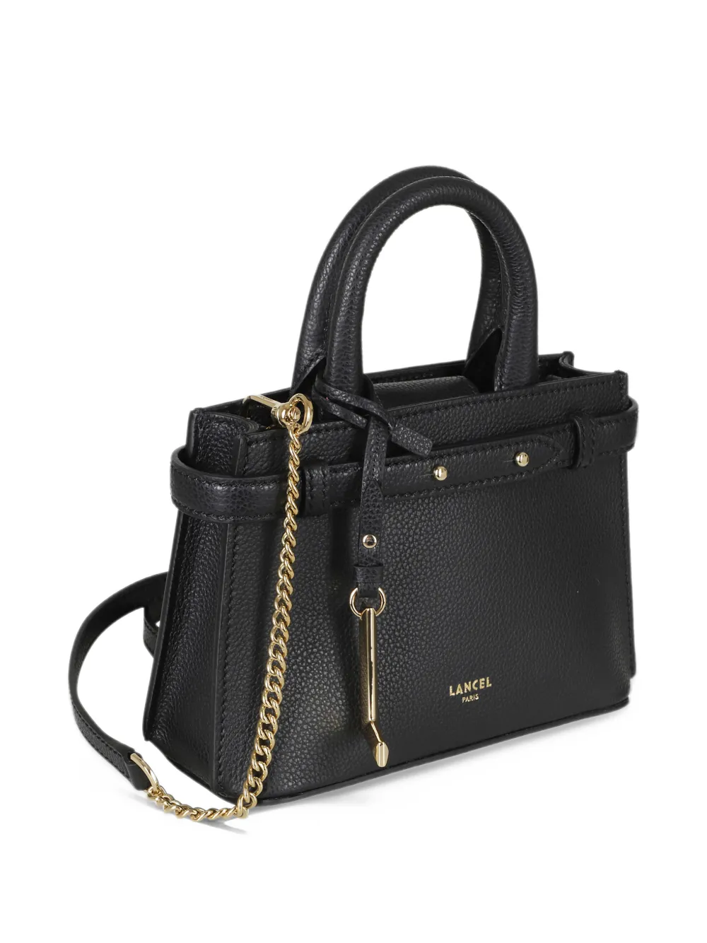 Lancel Mini Faubourg grained leather tote bag Zwart