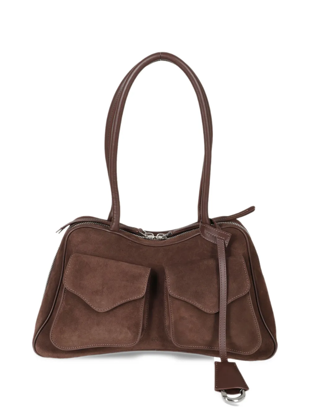 BIASIA Virna pocket-detail suede shoulder bag - Marrone