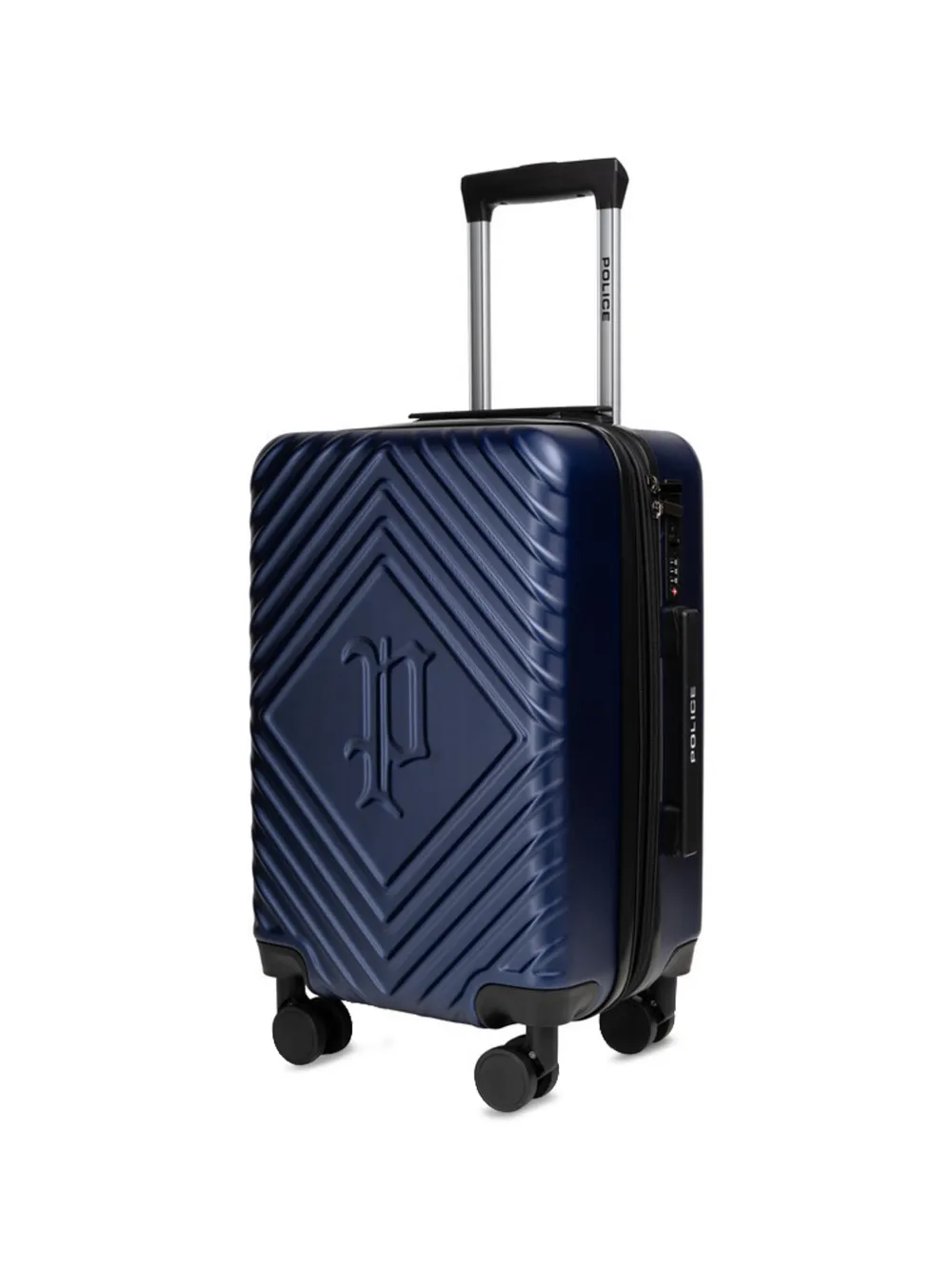 Police logo-embossed hardshell suitcase Blauw