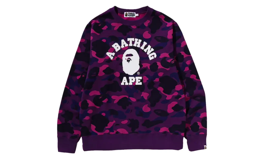 A BATHING APE Color Camo College sweatshirt Paars