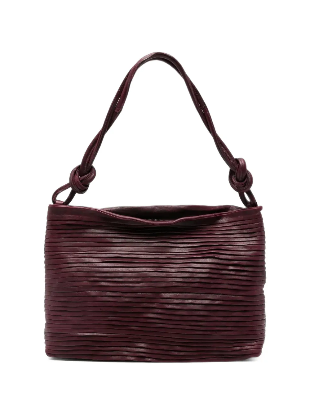 SOMMET Aisha L Rows pleated leather shoulder bag - Rosso