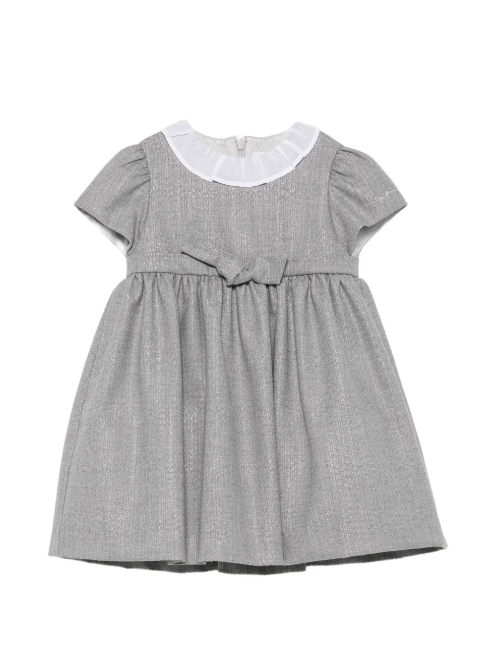 Il Gufo ruffled-collar bow-detail dress Grijs