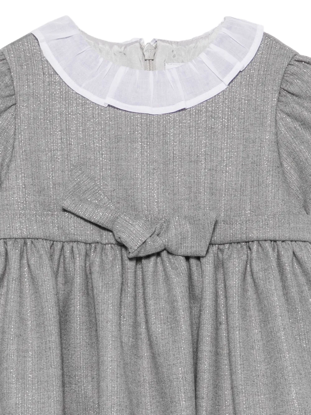 Il Gufo ruffled-collar bow-detail dress Grijs