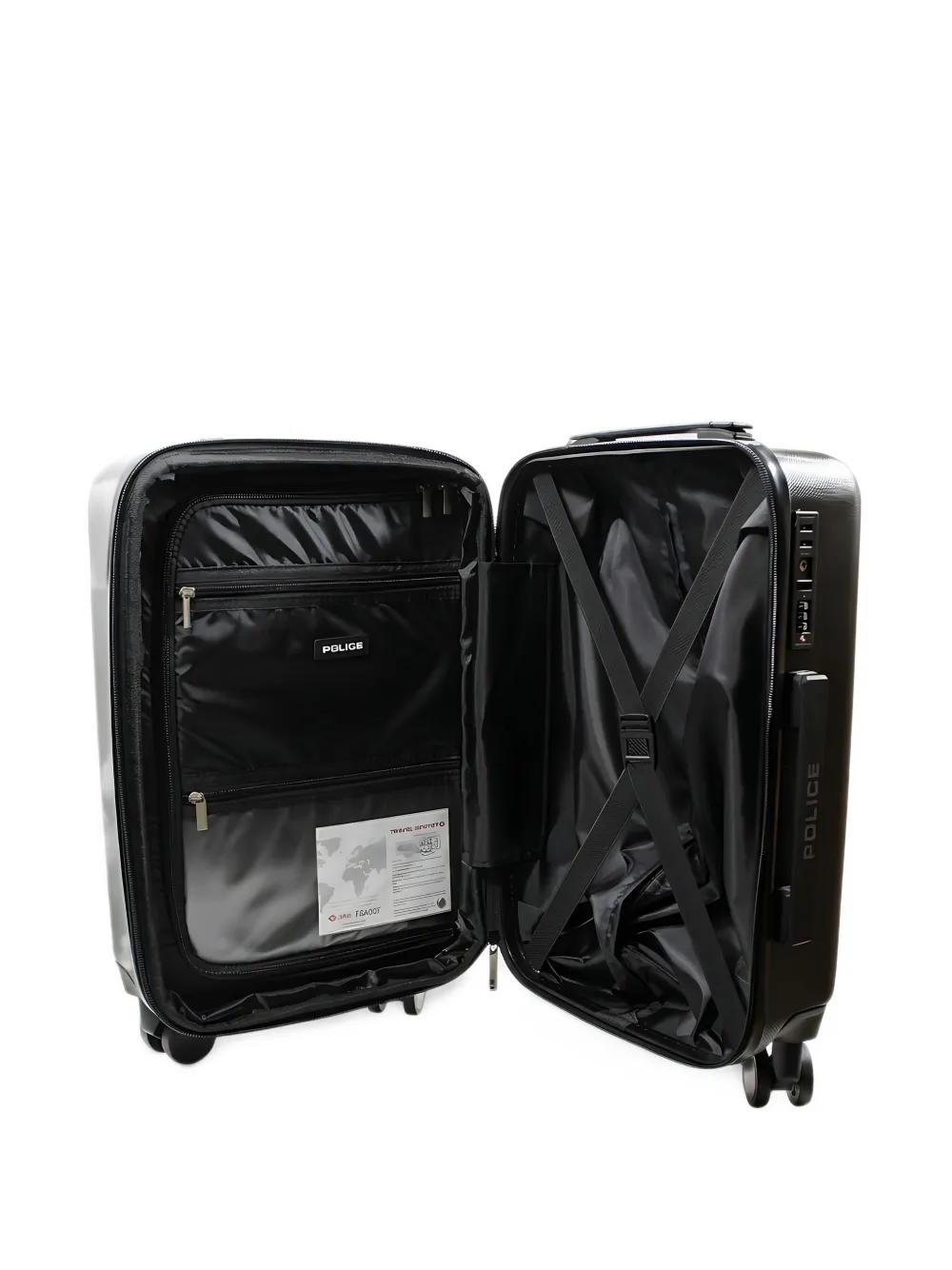 Police logo-embossed hardshell suitcase Zwart