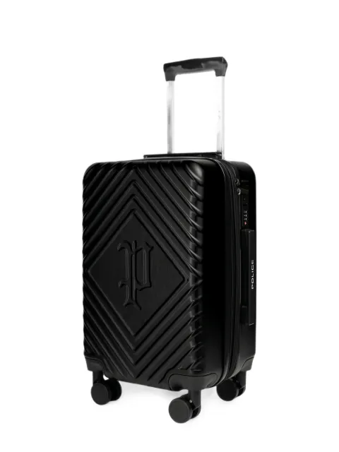 Police logo-embossed hardshell suitcase