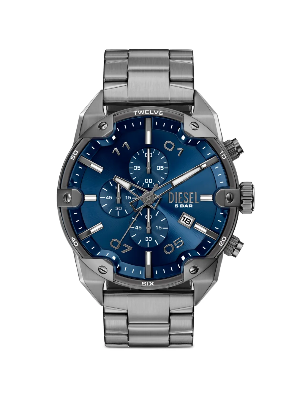 Diesel Spiked gunmetal stainless steel watch - Blu