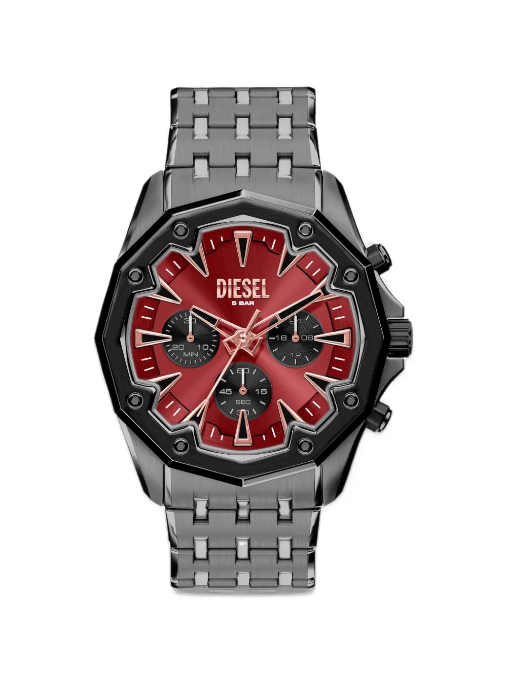 Diesel Stinger gunmetal stainless steel watch - Rosso