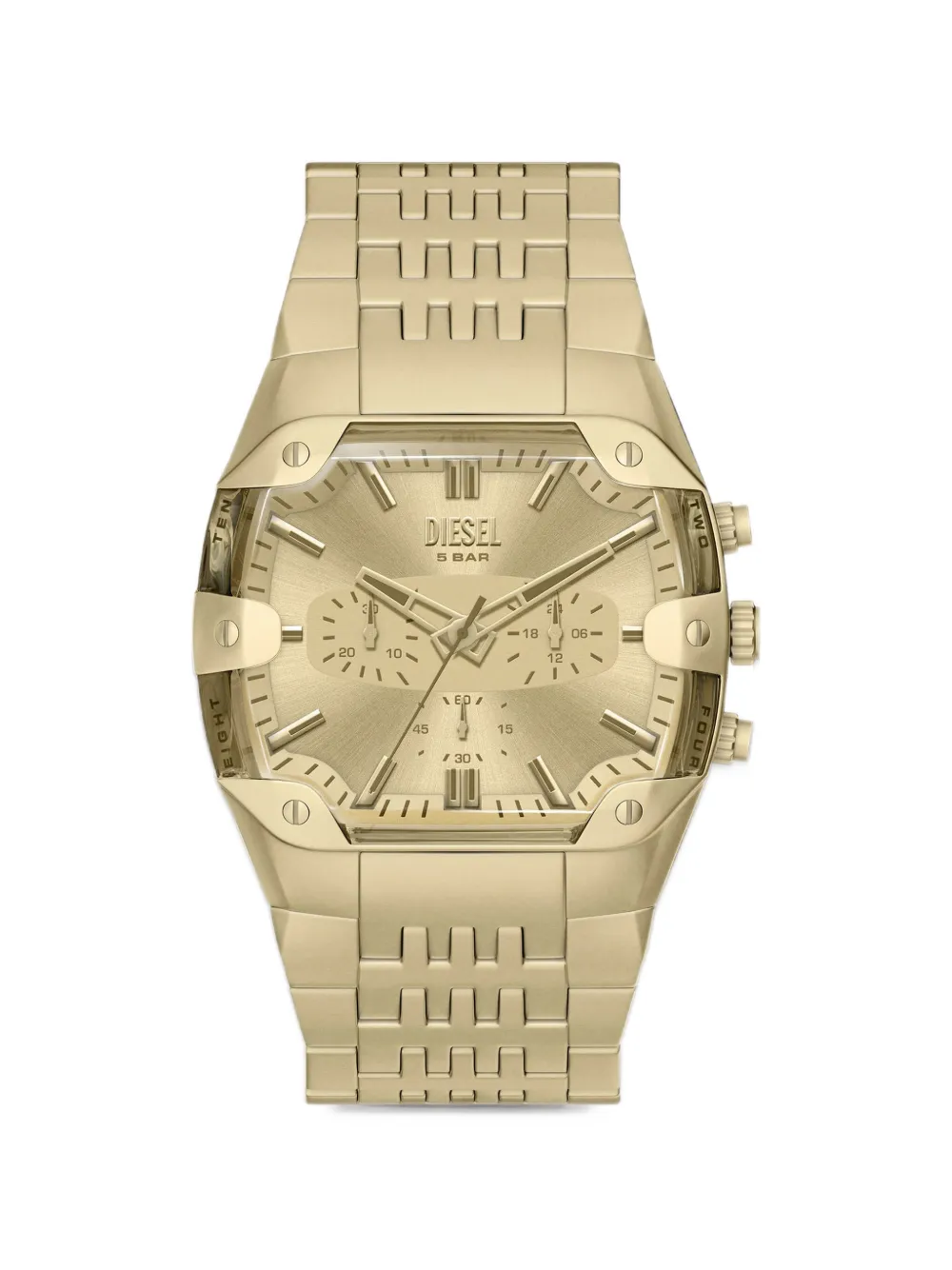 Diesel Spiked cushion gold-tone stainless steel watch - Oro