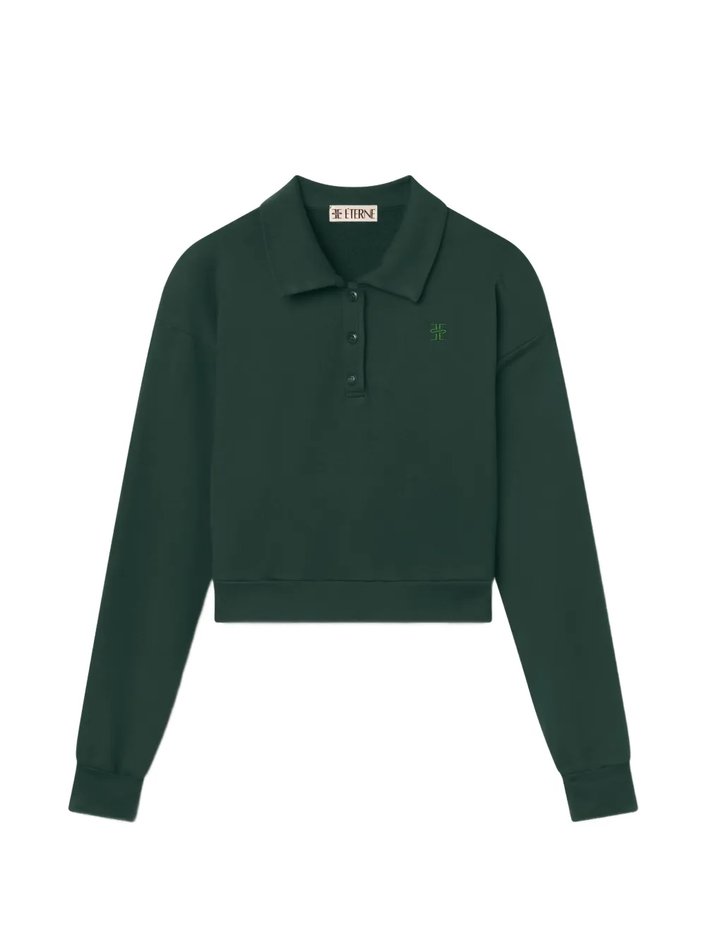 ETERNE polo-collar cropped sweater Groen