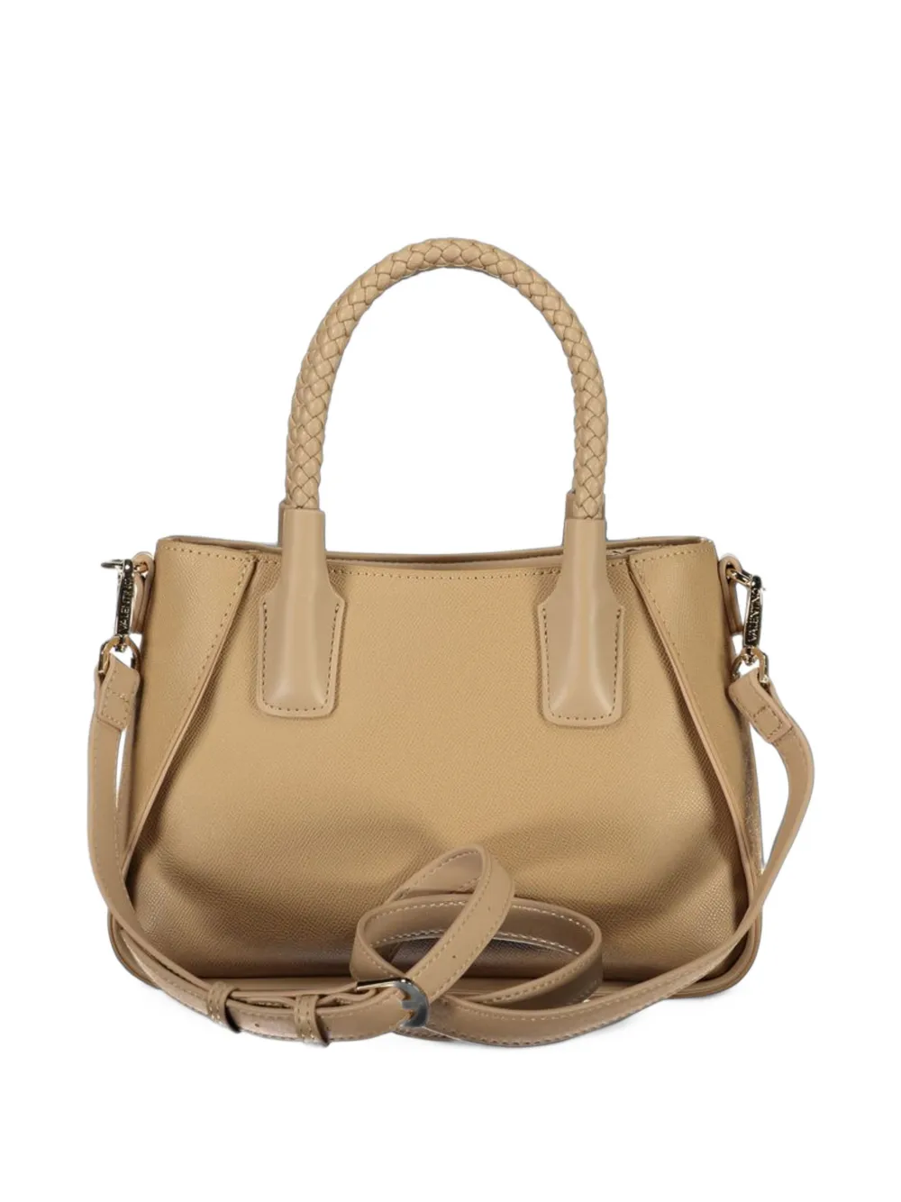 MARIO VALENTINO braided-handle grained tote bag Beige