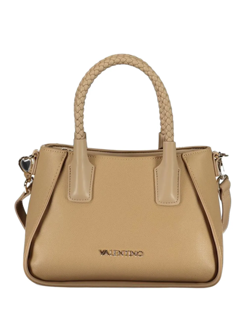 MARIO VALENTINO braided-handle grained tote bag Beige