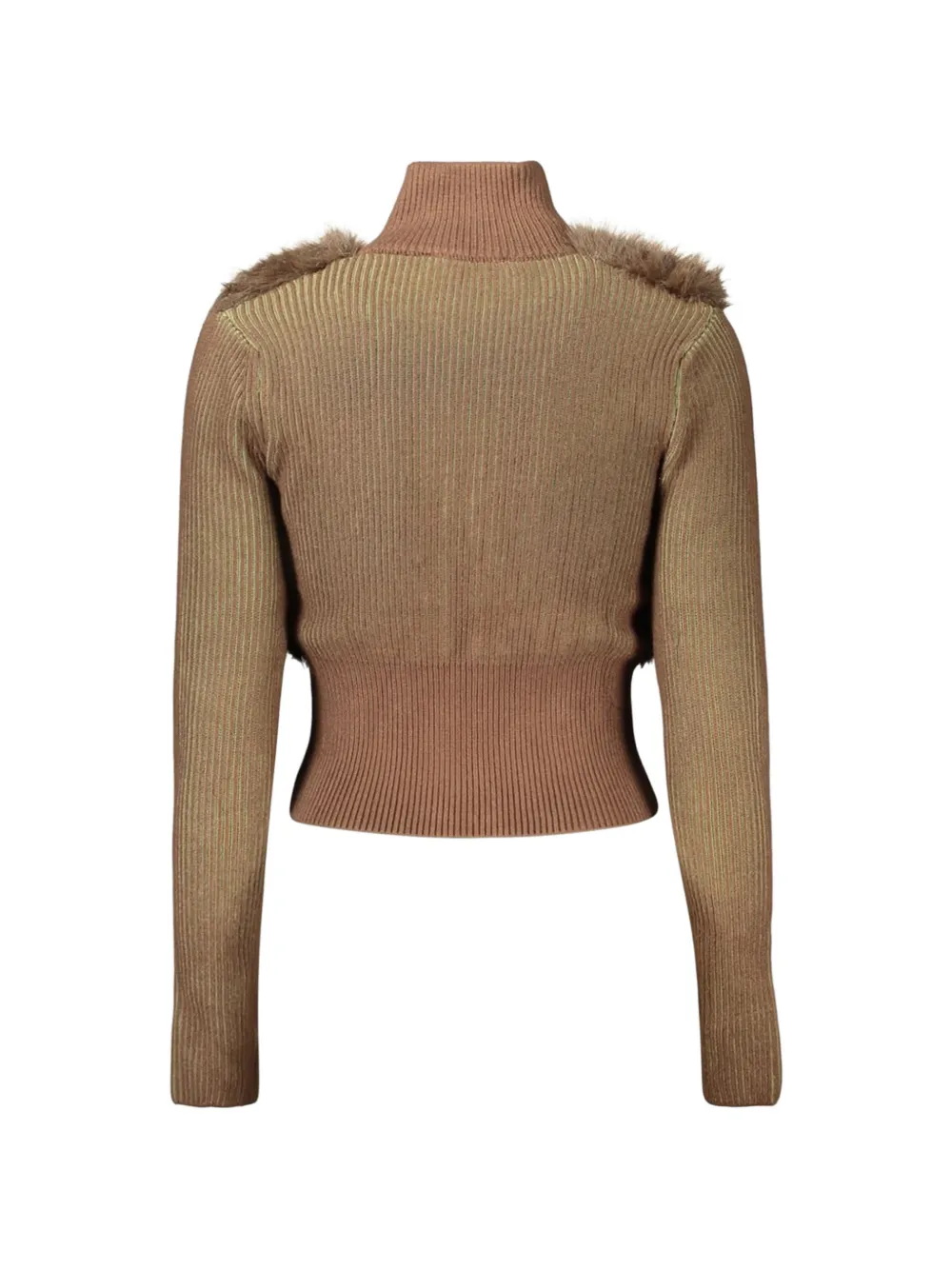 Desigual faux-fur trim ribbed sweater Bruin
