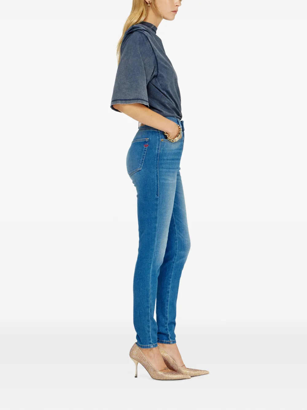 Diesel skinny jeans high-waist 1984 Slandy-High Blauw
