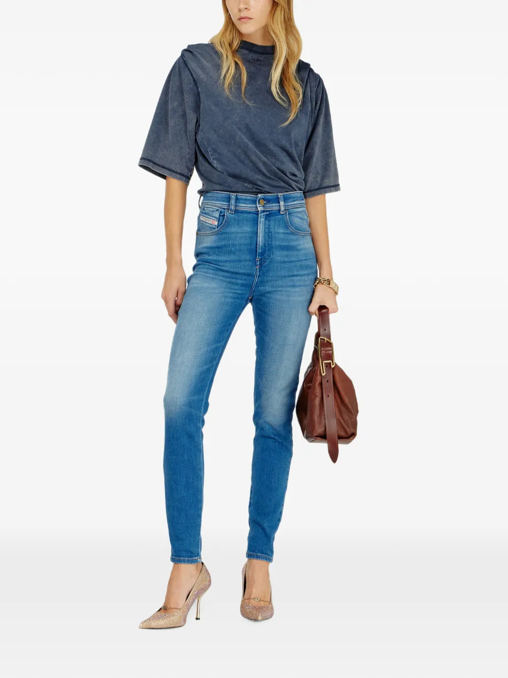 Diesel skinny jeans high-waist 1984 Slandy-High Blauw