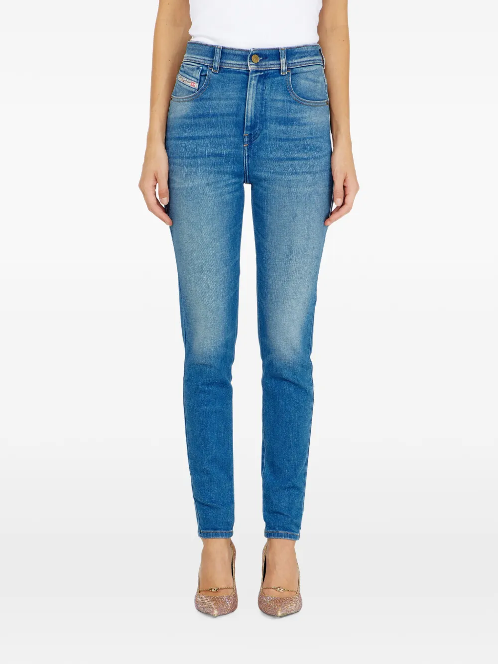 Diesel skinny jeans high-waist 1984 Slandy-High Blauw