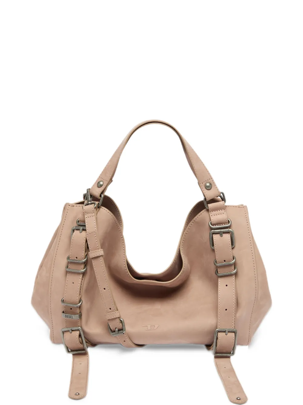 Diesel D-One-medium top-handle bag in treated leather - Toni neutri