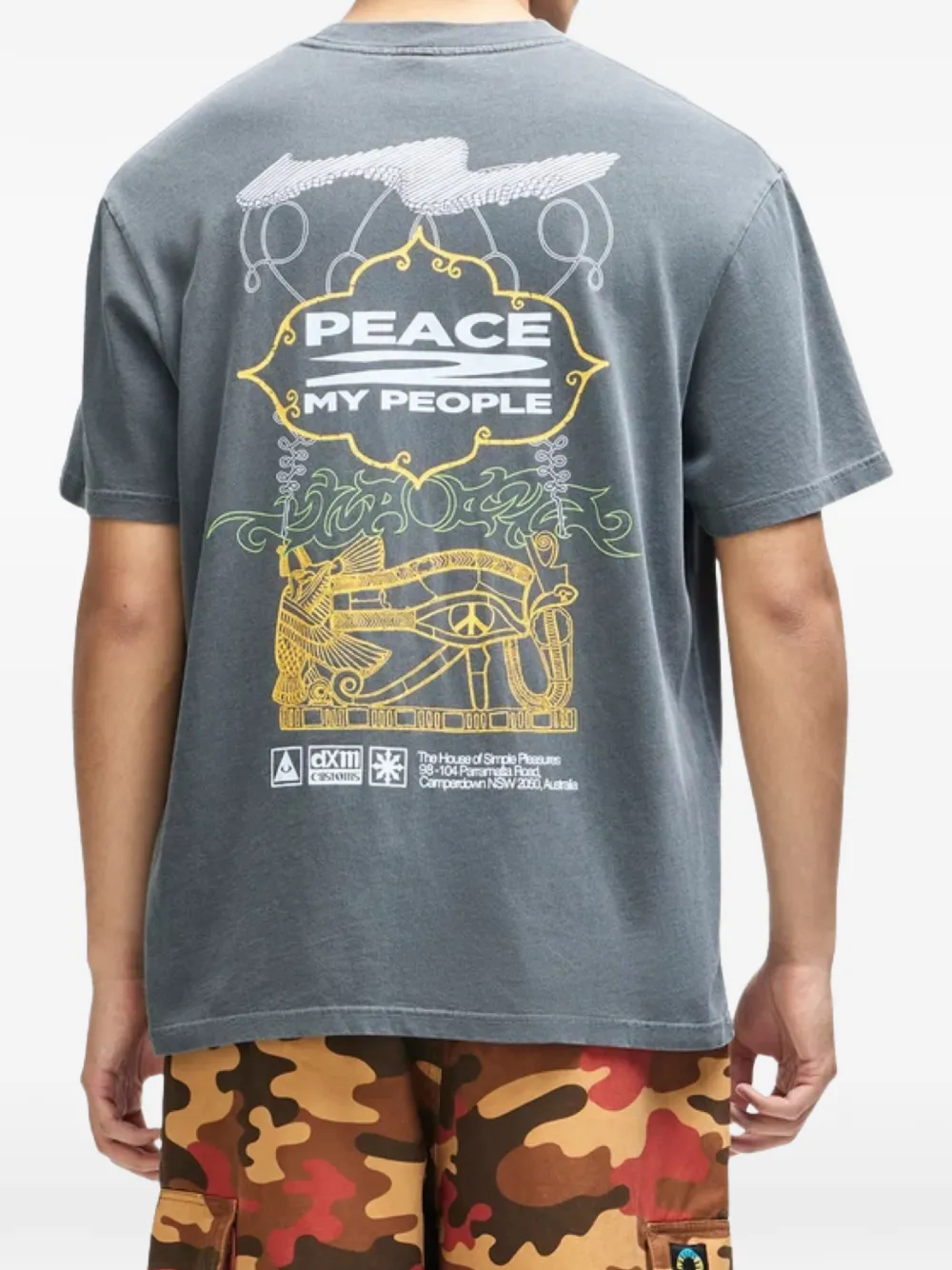 Deus Ex Machina Easy Peacey stone-washed T-shirt Grijs