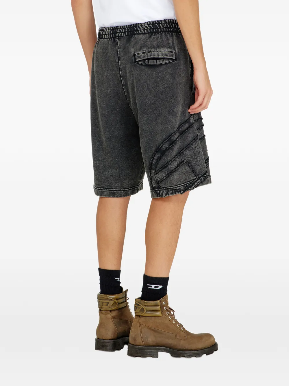 Diesel logo-patch jersey shorts Zwart