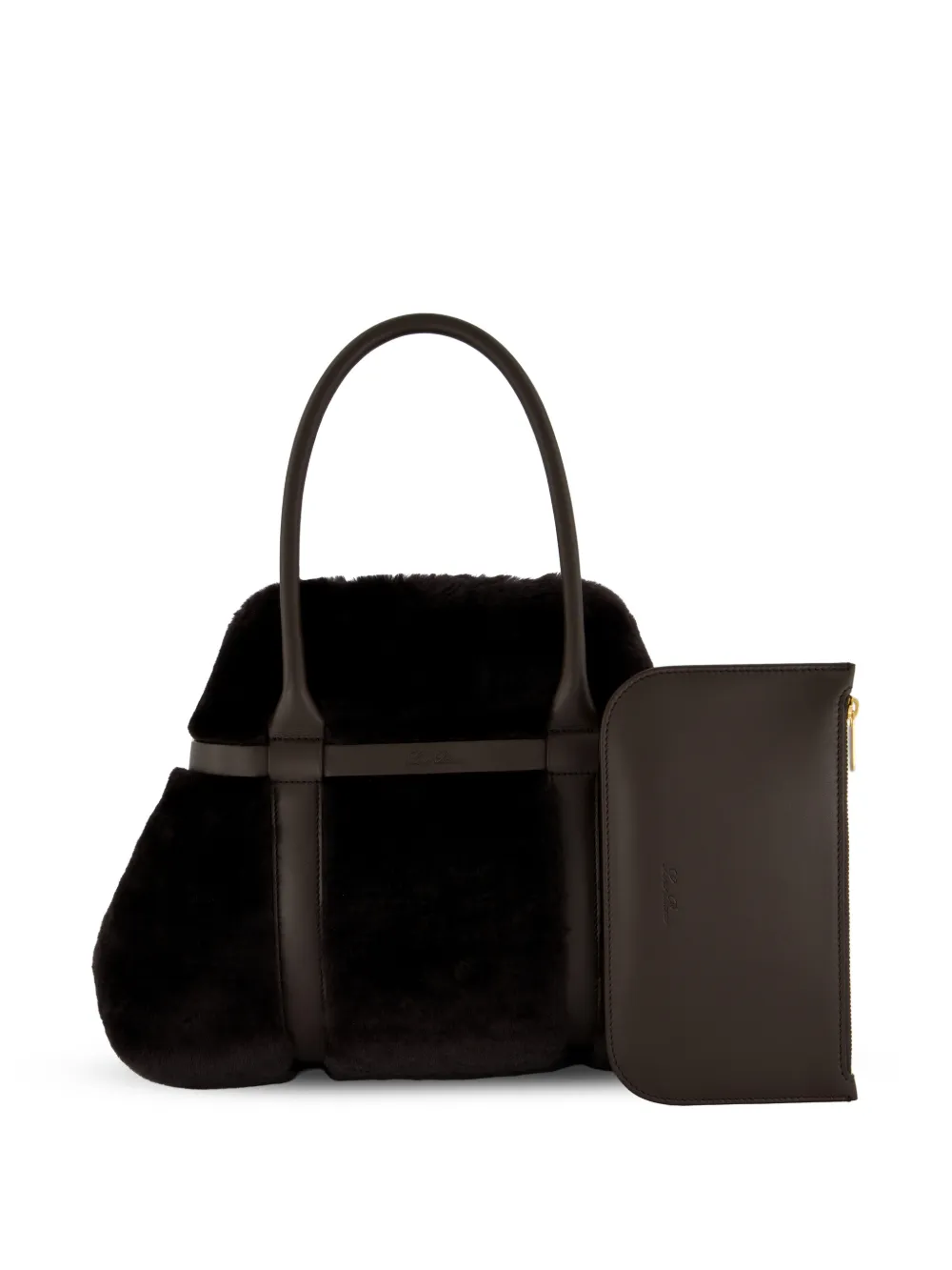 Loro Piana shearling leather-trim tote bag Bruin