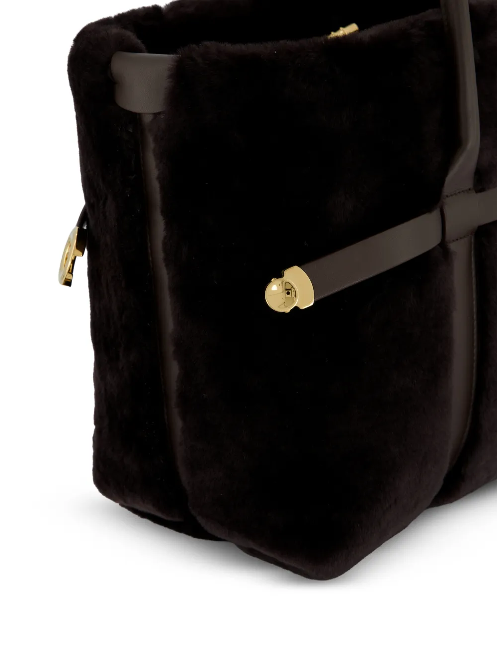 Loro Piana shearling leather-trim tote bag Bruin