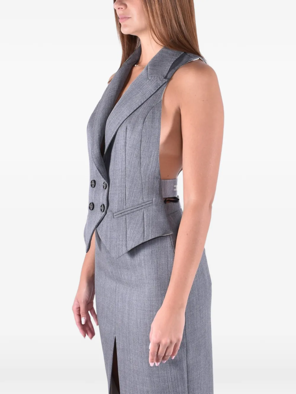 Elisabetta Franchi wool vest with lettering print Grijs