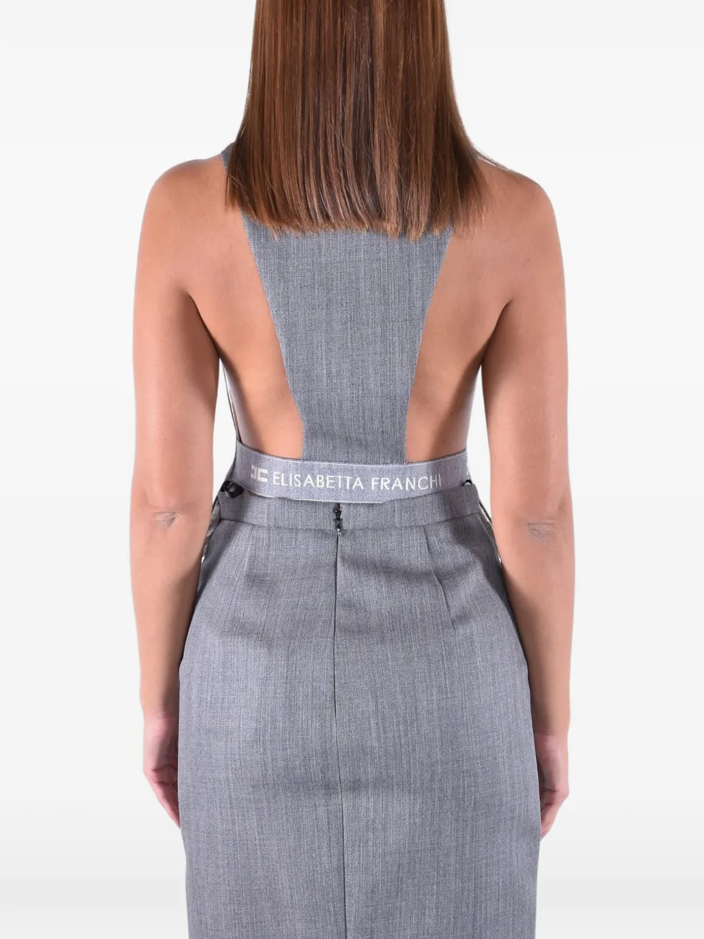 Elisabetta Franchi wool vest with lettering print Grijs